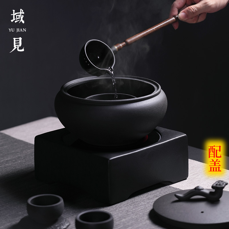 Domain sees volcanic stone cooking tea equipment ancient ceramic tea toilet high-end old white tea set cooking teapot