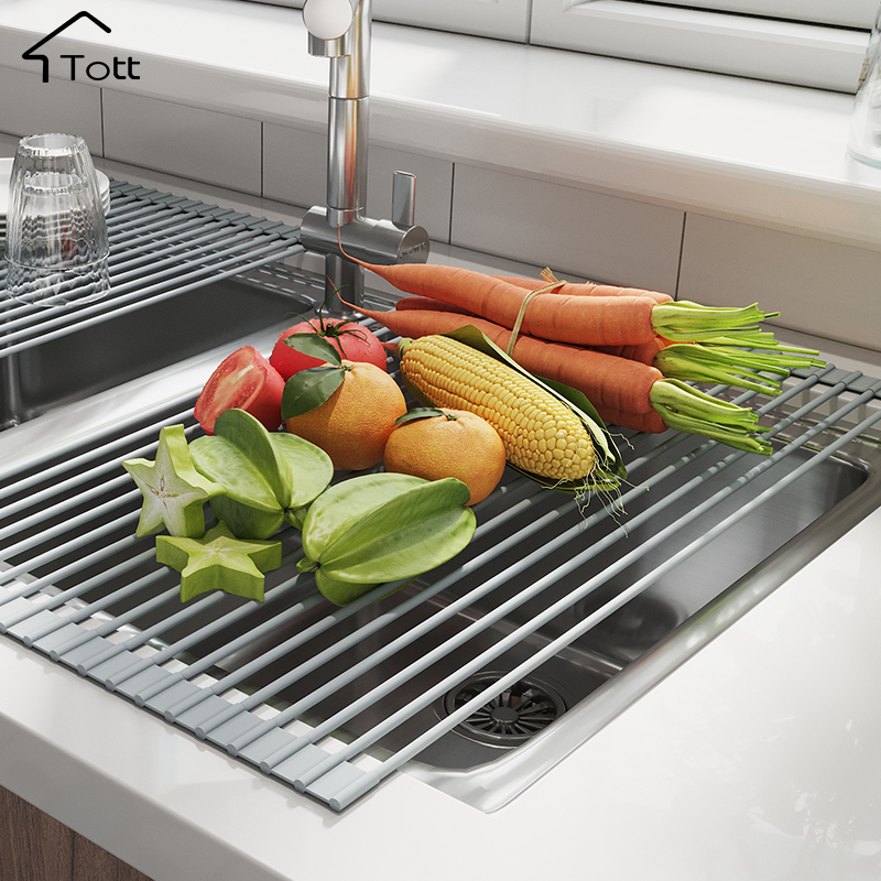 Dishwashing Pool Sink Drain Rack Wash Vegetable Basin Drain Basket 304 Stainless Steel Kitchen Wash Vegetable Basket Leaky Pool Shelf
