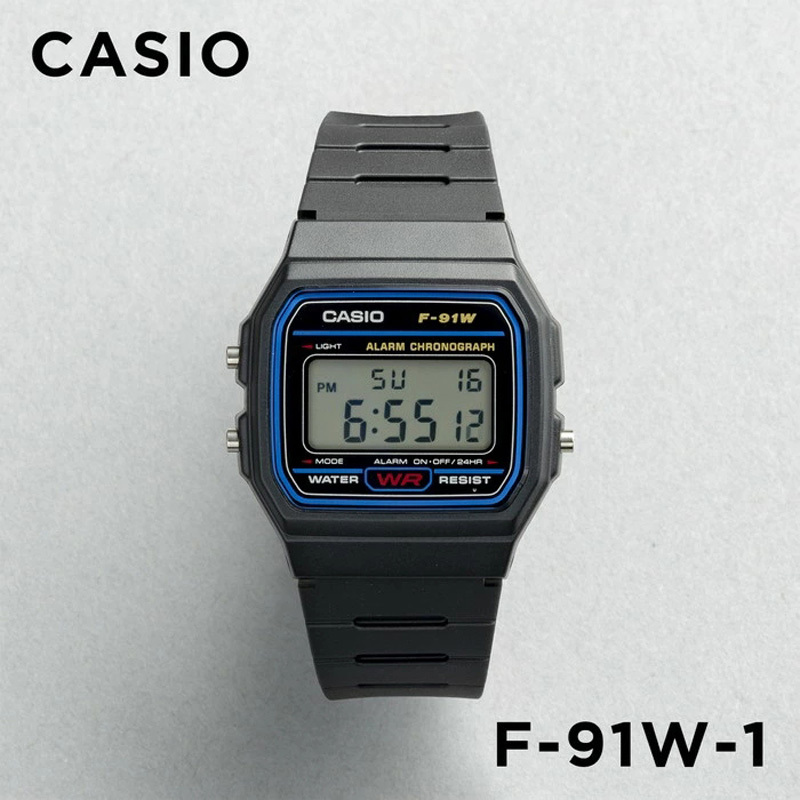 Casio Watch Casio F-91W-1 Student Retro Electronic Small Square Watch Waterproof with Alarm Clock, Same Model as Laden