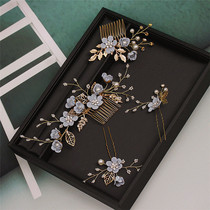 Senteal bride handmade head decoration Korean flower bud string bead hair decoration suit toast with hairpin accessories wedding jackfruit