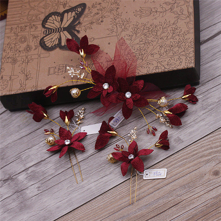 Korean bride Sen Handmade headdress Super Fashion Flower Drilling Hairdress Hairdress Hairdress