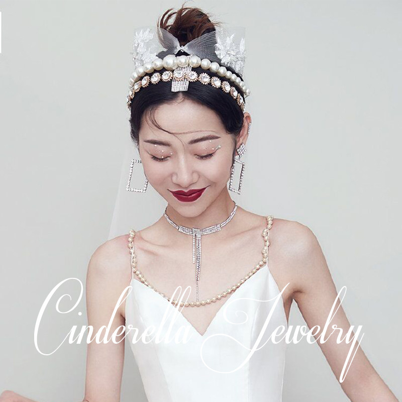 European and American style temperament hairband super fairy Korean bridal head INS wind hot trend pearl hairpin hair accessories