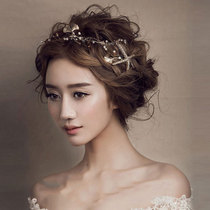 2019 Korean-style bridal sweet head with super fairy handmade sea star hair accessories bridal gown accessories wedding wedding photography ornament