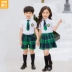 Quần áo mẫu giáo hè ngắn tay đồng phục học sinh mới đặt quần áo tiểu học lớp quần áo tốt nghiệp phong cách Anh - Đồng phục trường học / tùy chỉnh thực hiện quần đồng phục học sinh Đồng phục trường học / tùy chỉnh thực hiện