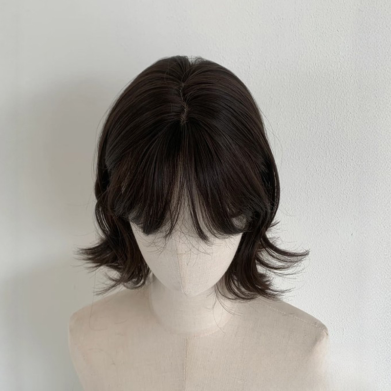Korean-Style Wig for Women, Short Hair, Natural Black, Sweet and Cute, Wavy Short Hair, Everyday Full Wig, Upturned Ends Korean-Style Wig for Women, Short Hair, Natural Black, Sweet and Cute, Wavy Short Hair, Everyday Full Wig, Upturned Ends