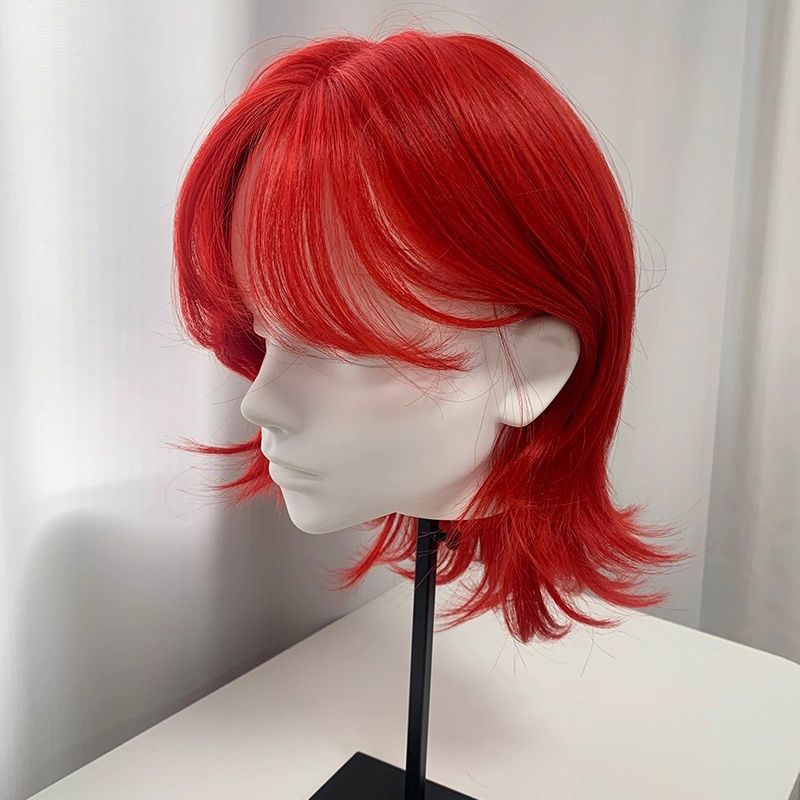 Red Moon·Handsome Wig Red Wolf Tail Mullet Layered Short Hair Female Full Wig with Bangs Versatile for Cosplay