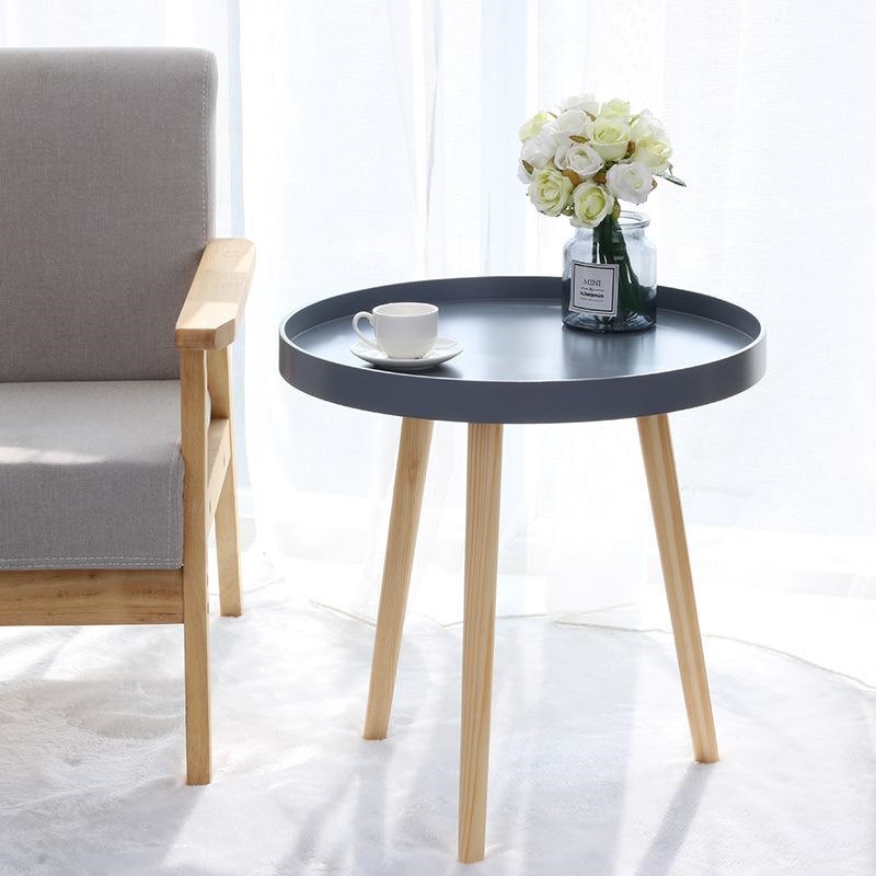 Wood Round Table Small Tea Table Mini Nordic Modern Minimalist Bedside Table Day Style Creative Sofa Edge Round more than twenty Small family