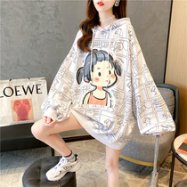 Pregnant womens spring clothing Clothing Fashion Cartoon Printed in Long Moon Subsuit Fall gestation Large-size Breast-feeding Blouse Tide