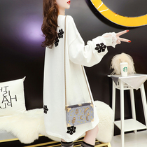 Pregnancy woman dress lace splicing breast-dressing woman mid-length 2022 spring fit new loose to feed the milky dress