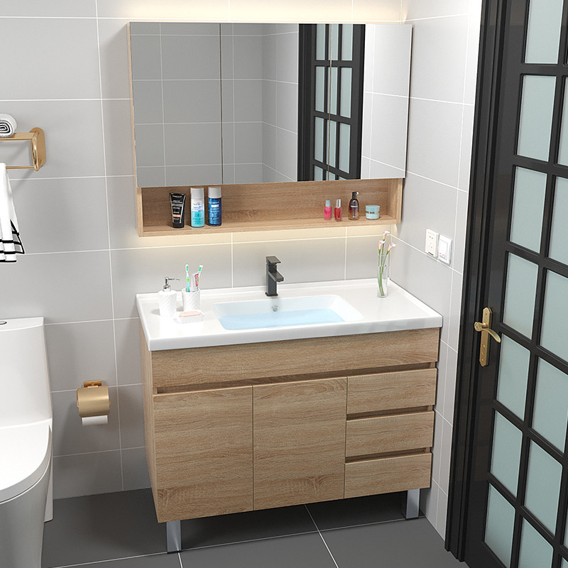 Nordic Bathroom Cabinet Wash Handwashed Basin Cabinet Combinet Pool Modern Simple Makeup Room Washing Table Floor Bathroom
