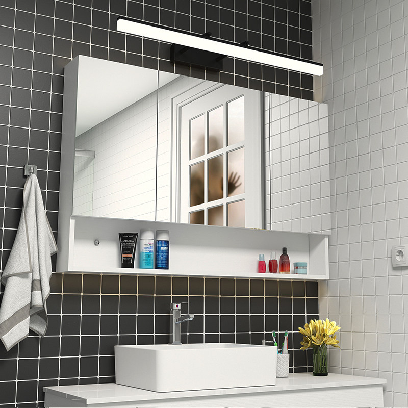 Nordic Solid Wood Bathroom Mirror Cabinet Modern Simple Toilet Anti-mist Mirror Cabinet Hanging Wall Mirror Frame