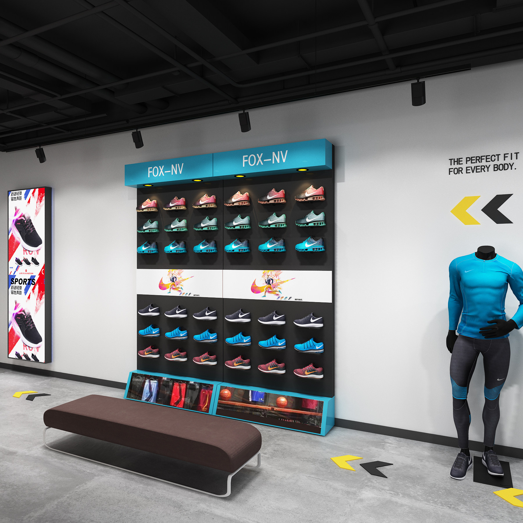 Shoe Store Shoe Rack Show Rack With Lamp Tide Shoe Landing Style Sneakers Shelves Commercial shop Upper wall Shoe Care Display Racks