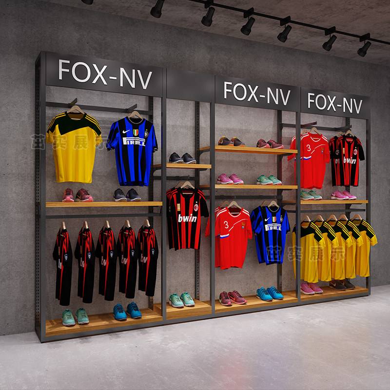Sports brand clothing rack shopping mall counter monopoly high-end shop floor-to-wall display rack men's clothing shelf customization