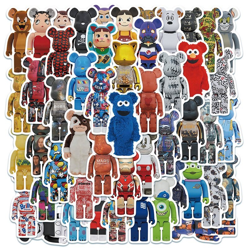 50 bearbrick violent bear stickers tide brand building blocks bear European and American cartoon computer luggage stickers waterproof
