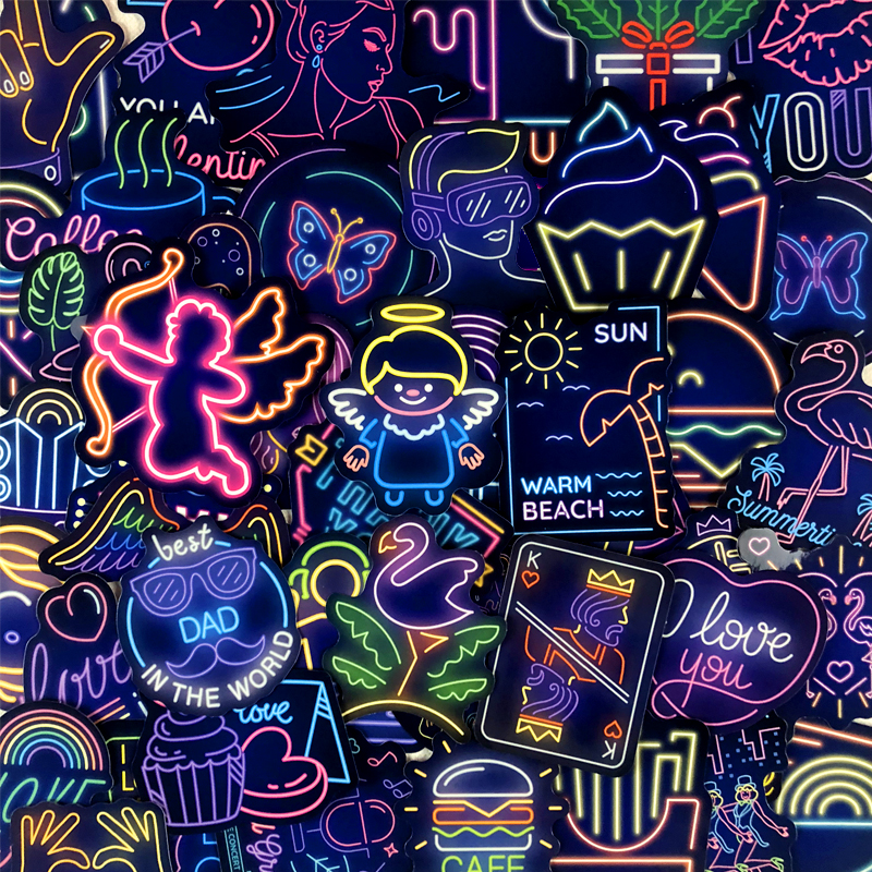 Neon Light Creative Sticker Sticker Pen Phone Wall Decoration Luggage Electric Vehicle Water Resistance Graphic