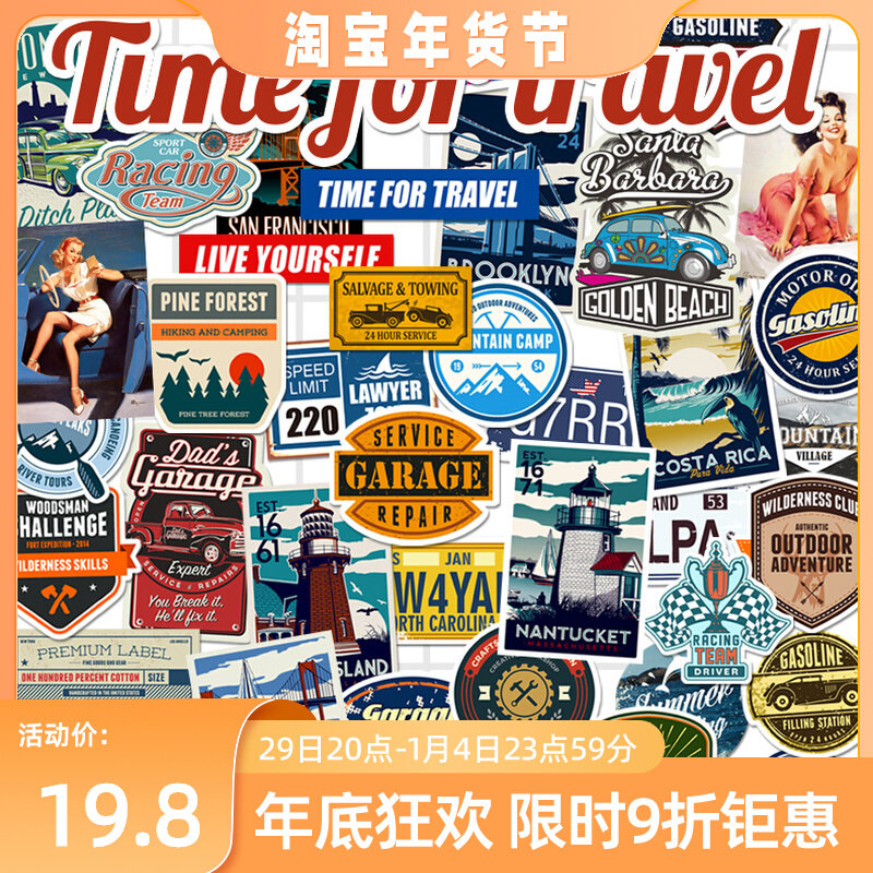 European and American landscape luggage stickers retro Rimowa travel boarding box stickers collection nostalgic commemorative stickers waterproof