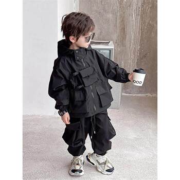 French Boys' Spring Jacket, Spring and Autumn Style 2026 New Children's Streetwear Workwear Top, Boys' Clothing