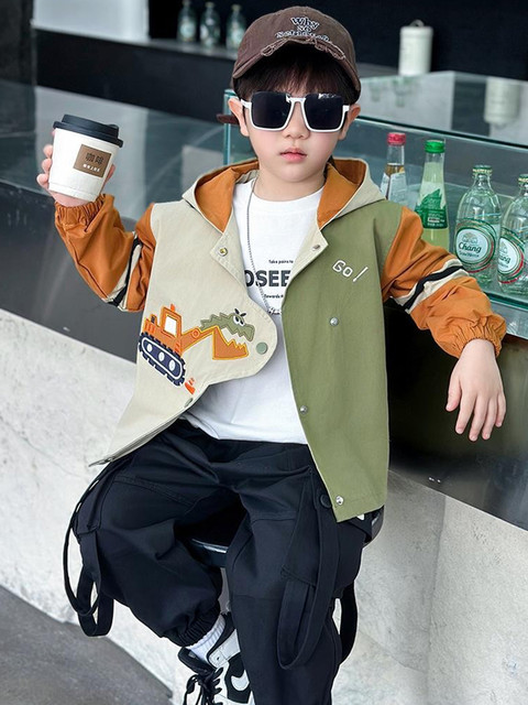 French Boys' Outwears, Kidsren's Autumn Jackets, 2025 New Hooded Jackets, Baby Autum Clothes Tops