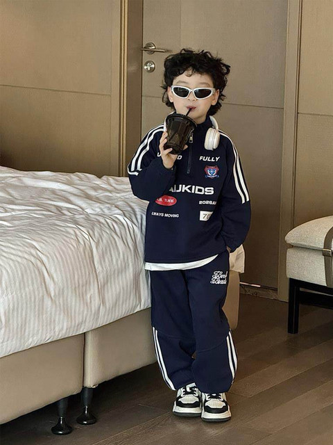 French Boys' Spring Outfit Set, Children's 2026 New Style, Stylish Boys' Spring Sports Sweatshirt Two-Piece Set