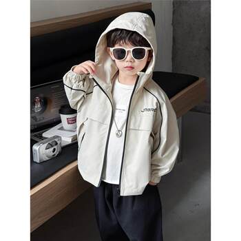 French Boys' Windbreaker Jacket Spring Children's Hooded Jacket 2026 New Stylish Baby Spring Coat Windbreaker