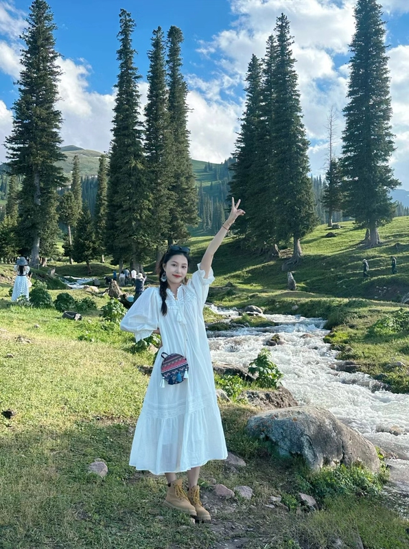 High-End Embroidered Cut-Out Dress 2026 Spring and Autumn New Bohemian Design White Long Dress