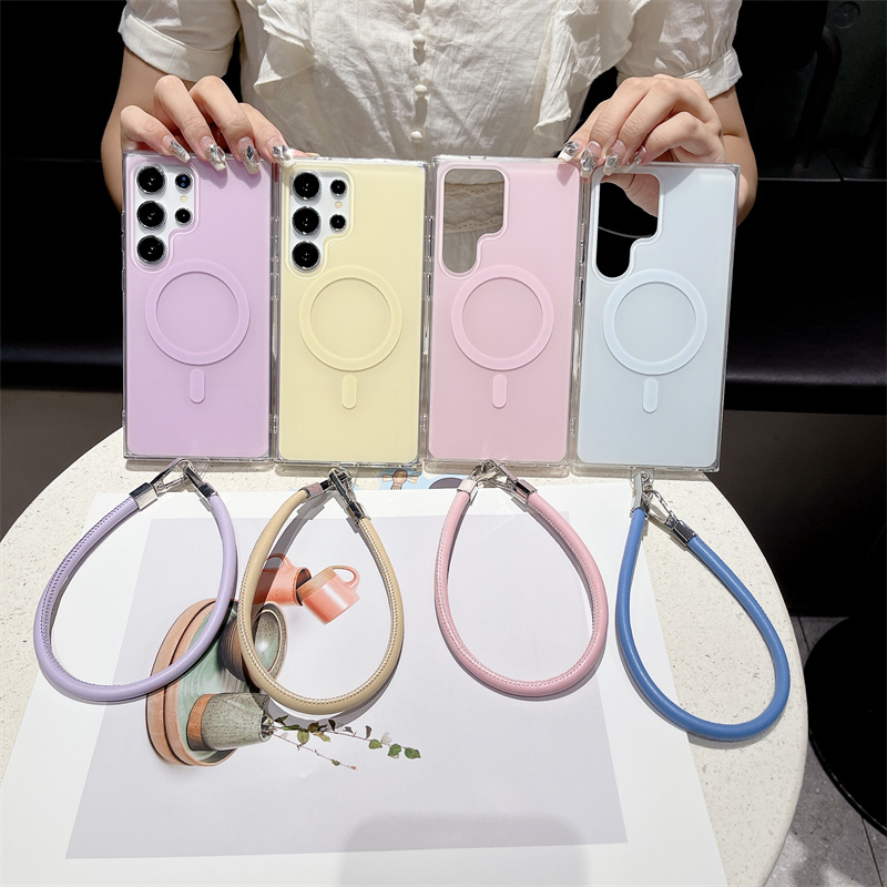 Macaron Color Series Suitable for Samsung S26 Ultra Phone Case, S25 Ultra Magnetic Protective Cover, Personalized and Simple S24 Ultra Anti-Drop Case, Fashionable Women's Model S23 Fe Silicone Case, S22+ Strong Magnet