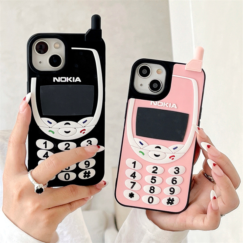 Nokia-Style Flip Phone Case Suitable for iPhone 17 Pro Max, Apple 16E/15/14 Protective Case, 13/12 Pro/Max Anti-Drop Case, 3D Embossed Xsmax/Xr Silicone Case