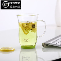 Peking University history flower tea cup water cup Female glass child cute tea cup Home office cup with handle drinking cup