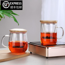 Peking University history Black tea cup Glass tea cup Net red water cup ins filter glass water cup Household cup tea water separation