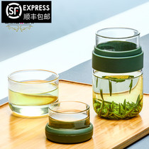 Peking University history travel tea set Glass quick cup One pot two cups Tea cup set Portable household transparent simple water cup