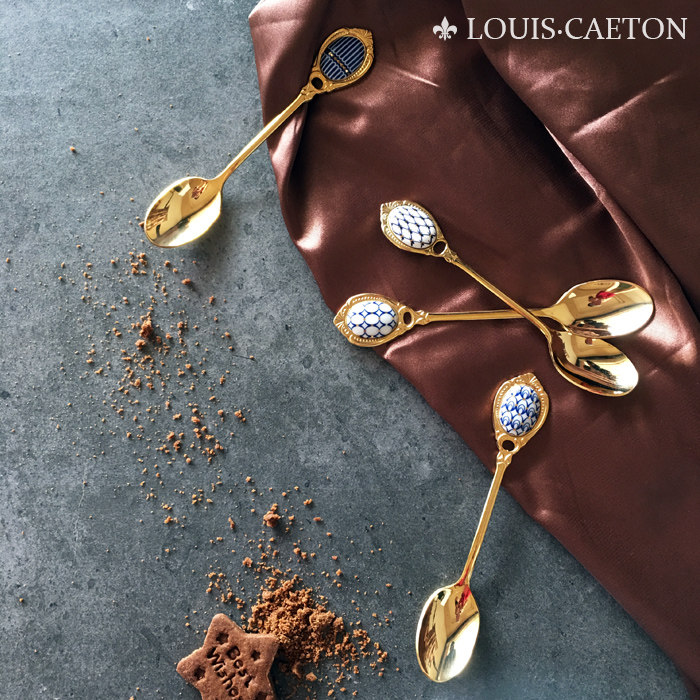 European stainless steel coffee spoon gold-plated ceramic short coffee mixing spoon Japanese cherry blossom spoon dessert spoon