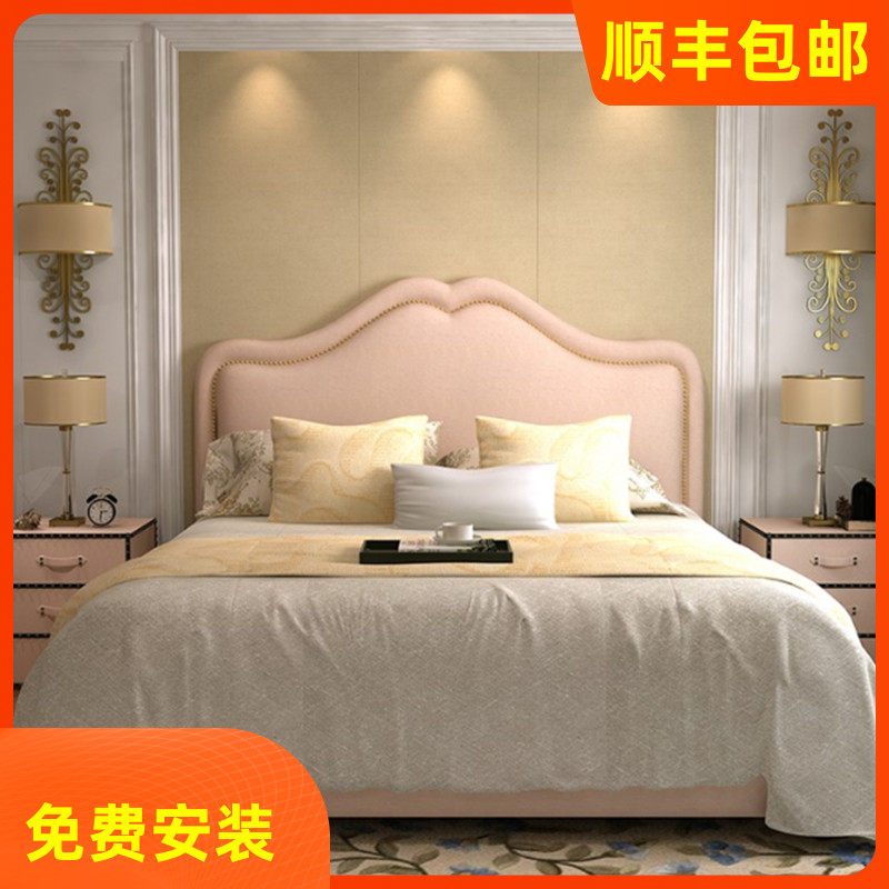 Fabric bed Nordic simple modern customizable technology cloth pink princess girl bed light luxury velvet net red wedding bed