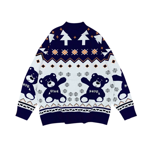 Красный брендовый дизайнерский свитер, ретро трикотажная куртка для влюбленных, 2021 года, с медвежатами, тренд сезона