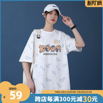 Student short sleeve t-shirt female summer pure cotton loose oversize half sleeve Korean version womens clothing 2022 new wave card blouses