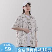 2021 summer salt department wear short-sleeved shirt women loose retro port flavor cardigan design sense niche shirt jacket