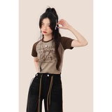 Ретро сексуальная короткая футболка, в американском стиле, короткий рукав