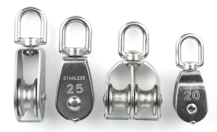 304 stainless steel single double pulley steel wire rope chain traction crown block Lifting bearing pulley single pulley odd-even