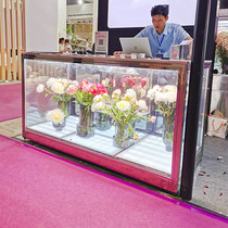 Bar table wind-cooled frost-free flower cabinet marble glass display cabinet refrigerated fresh-keeping cabinet horizontal floral refrigerator commercial