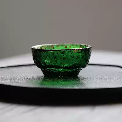 Japanese handmade gold leaf green emerald glass glass teacup Tea cup Japanese tea set Kung Fu master cup Single cup
