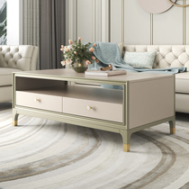 Coffee table TV cabinet combination set small apartment light luxury modern minimalist solid wood living room high-end home American coffee table