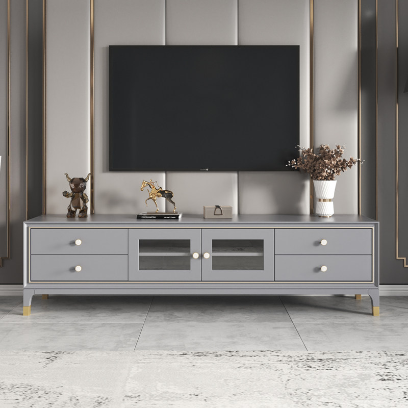 New American Light Luxury TV Cabinet High-end Modern Simple Living Room Living Room Solid Wood Cherry Wood Couple Combination