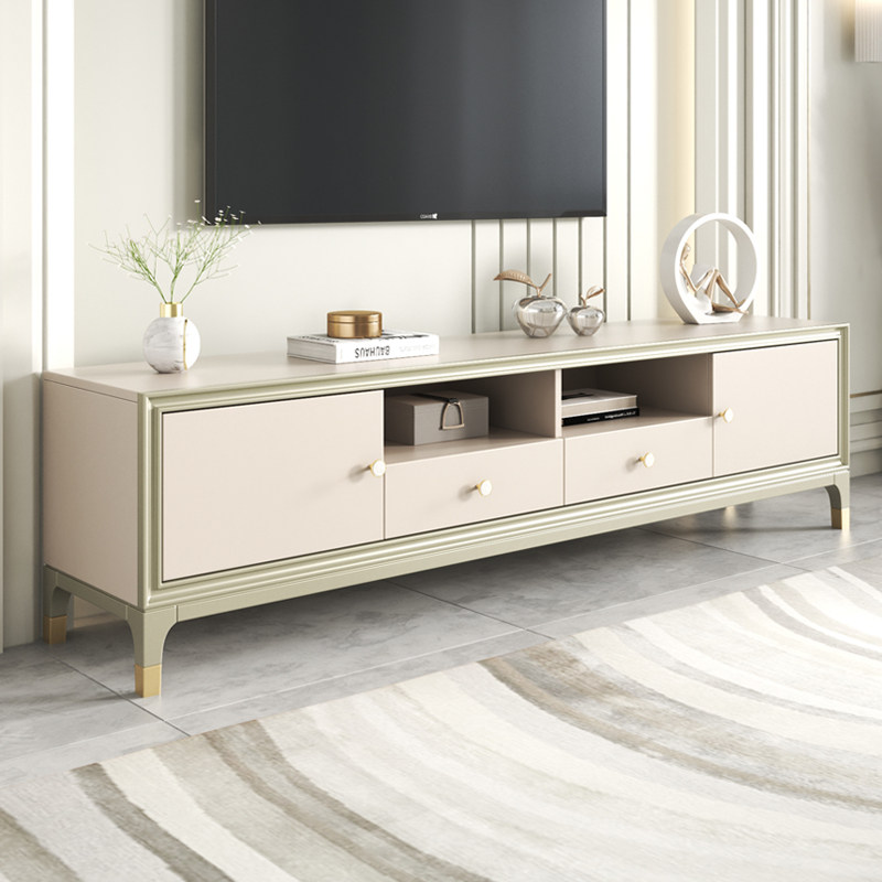 Light Extravagant TV Cabinet Tea Table Combination Advanced Modern Minima Living Room Small Family Home Solid Wood American TV Cabinet