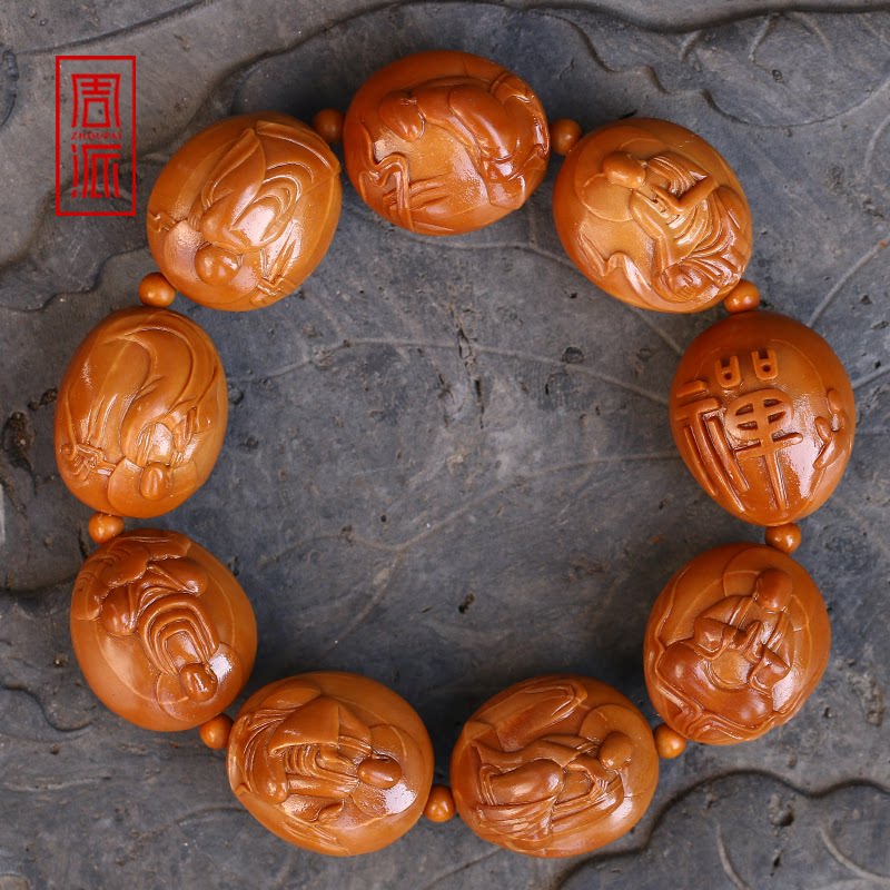 Zhou Quan Xing Wu Xiang Buddha Olive core hand string men and women pure hand carved iron core relief text play Zhou Chunyi core carving