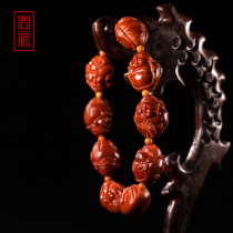 Zhoupai Zhou Chunyi carved small money fan olive core carved bracelet pure handmade ten years old iron core cultural toy God of Wealth