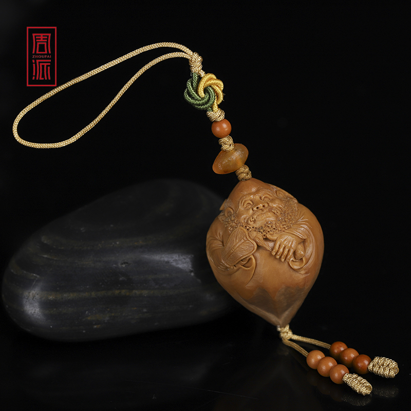 Zhou Pai Chun Yi He Fang Water Knife Coated Daruma Olive Pit Single Knife Shovel Mobile Phone Keychain Pit Carving Collectibles