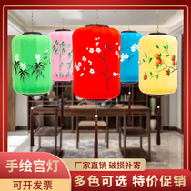 Hand-painted palace lantern Chinese fabric hanging lantern imitation classical restaurant teahouse aisle creative winter melon long tradition