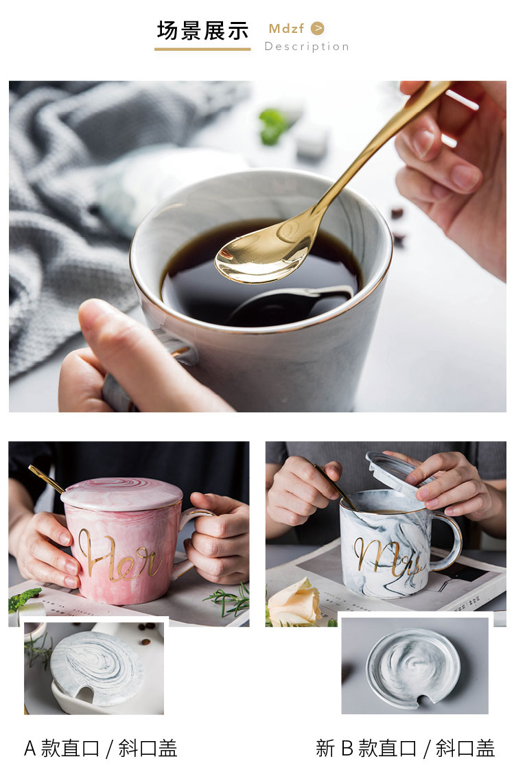 Modern Housewife Marble Cup Cup Cover với Hole Coffee Cup Cover Round Cup Phụ kiện Cover Spoon - Tách bình lock and lock