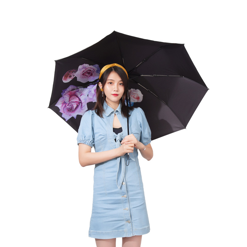 Hearkhang Life Museum Cisheng Joint Jiangheng Art Automatic Umbrella Oil Painting Flower Creative Sunny and rain dual-use umbrella sunscreen black glue