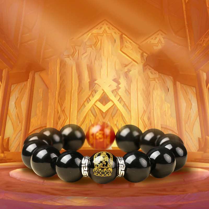 Lingo Life Museum Zodiac Zodiac Black Dazzling String of men and women Handout a pair of this life Buddha pearl