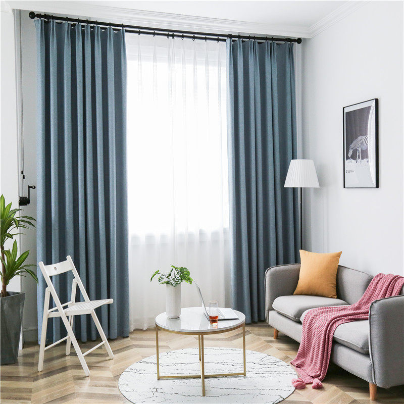 Nordic minimalist modern wind pure cotton linen curtain floor window floating window Shading Curtain Drawing Room Bedroom Customised Finished Product